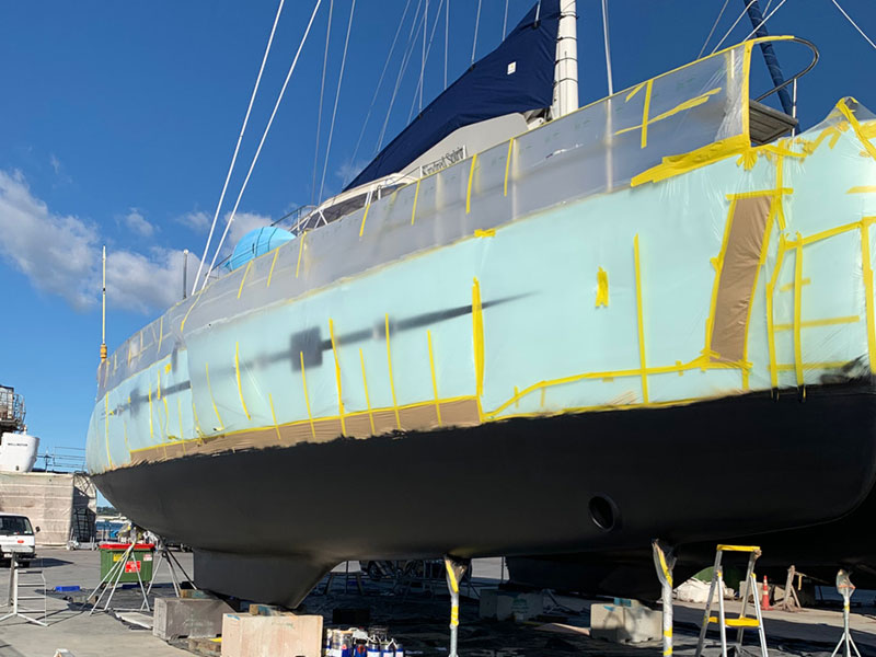 Marine Reflections anti-foul paint application